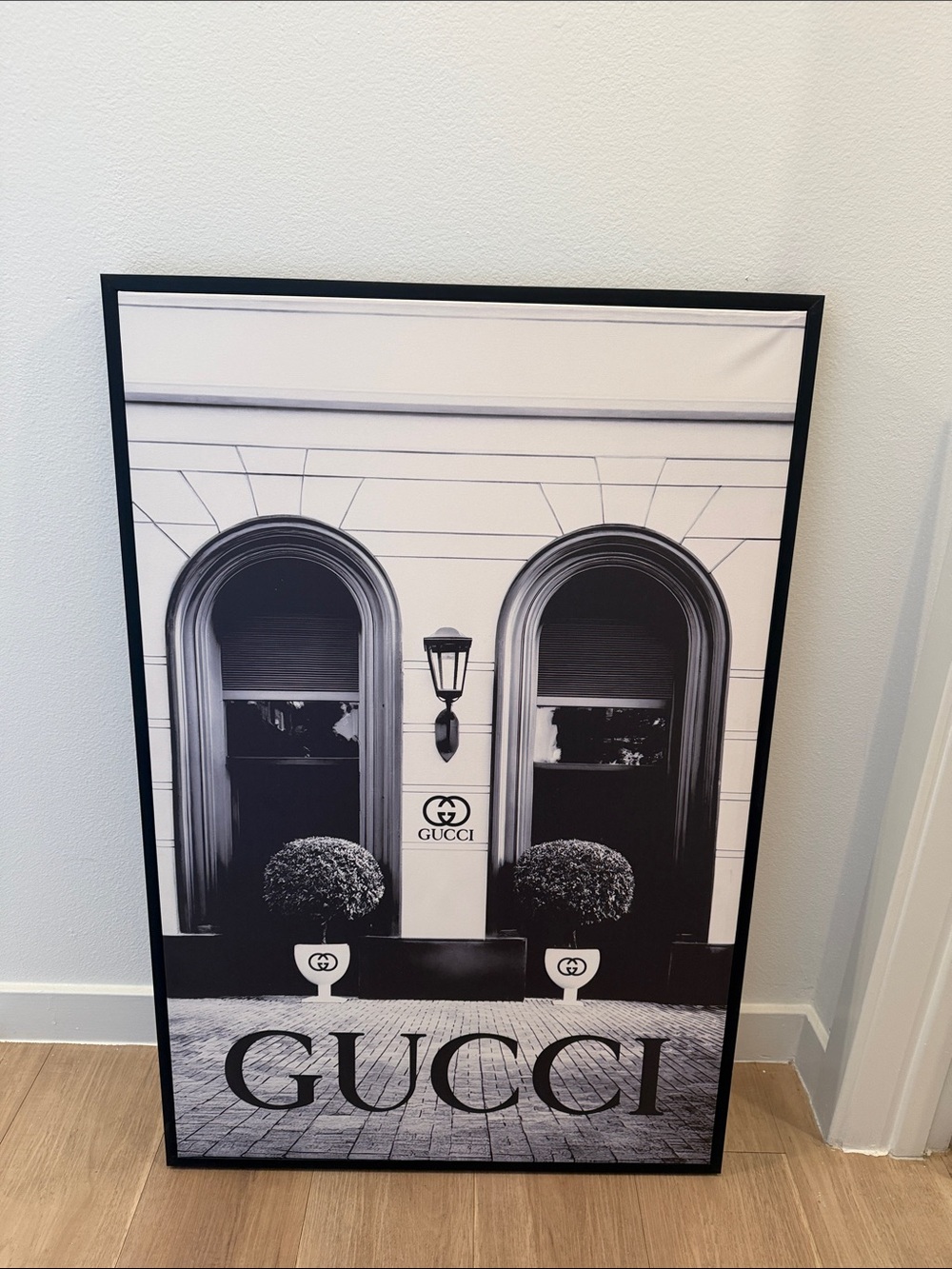 Gucci Black & White Architectural Logo Print